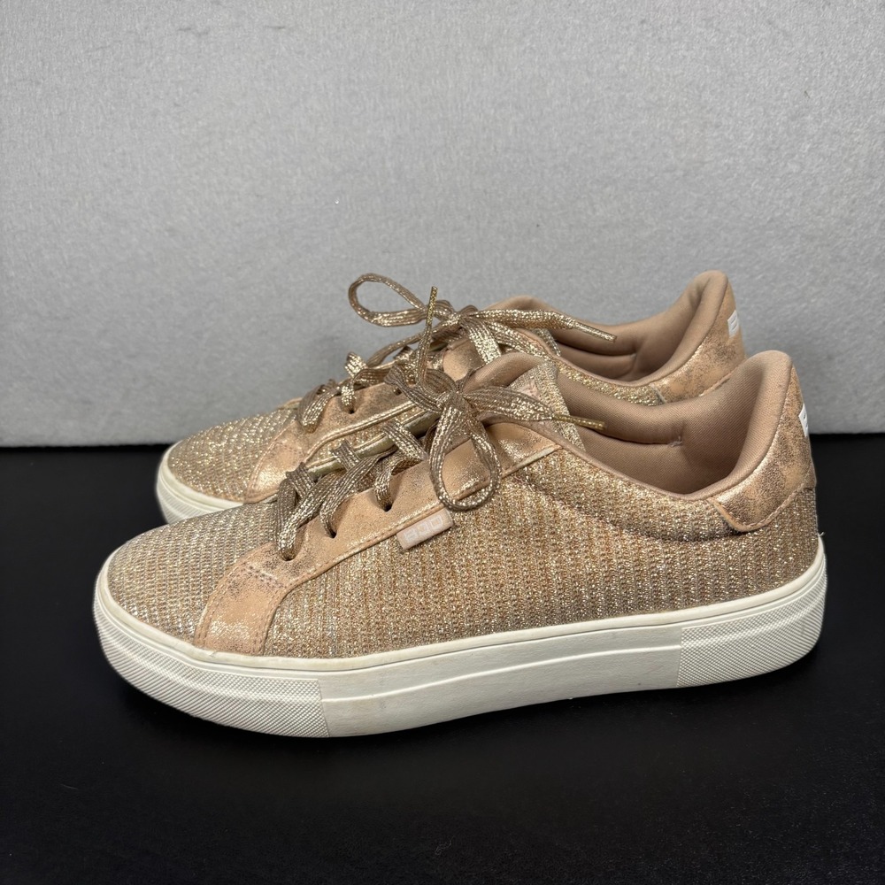 Bass3D Y2K Metallic Rose Gold Glitter Sneakers Chunky Shoes Womens 41/ 9.5-10